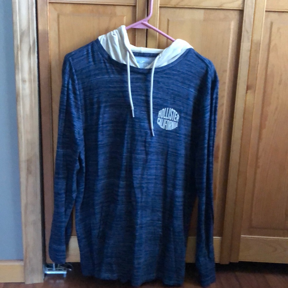 Men’s Hollister Hooded T-Shirt Blue Medium